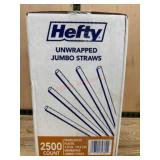 Hefty Translucent Plastic Jumbo Straws, 2500-Count