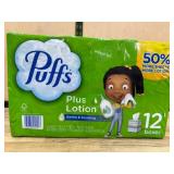 Puffs Plus Lotion Facial Tissues, 12 Boxes