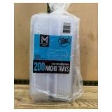 Pack of 200 Clear Two-Compartment Nacho Trays