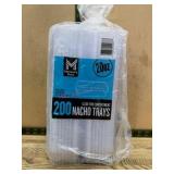 Pack of 200 Clear Two-Compartment Nacho Trays