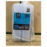 Pack of 200 Clear Two-Compartment Nacho Trays