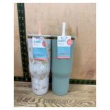 Two 30 oz Insulated Tumblers with Lids and Straws