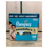 Pampers Swaddlers Size 1 Diapers, 210 Count