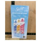Secret Weightless Dry Spray Deodorant, Pack of 3