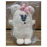 Plush Toy with Pink Bow and Embroidered Face