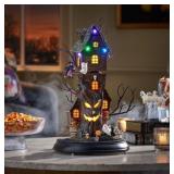 Pre-Lit 19-Inch Animated Haunted House Decor