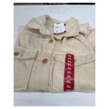 Women's XL Beige Shacket with Button Closure