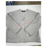 Gray V-Neck Cardigan Sweater, Size M