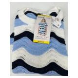 Women's Crochet Top in Blue Striped Design, Medium