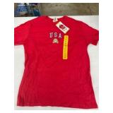 Red Americana Tee with 'USA' and Graphic, Medium