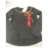 Girls' Black Long-Sleeve Shirt with Sequin Design