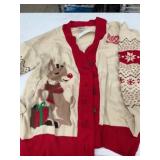 Rudolph-Themed Button-Up Holiday Cardigan