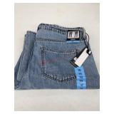 Wide Leg Belted Denim Jeans, Size 10