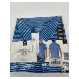 Men's Blue Striped Performance Polo, 4XL