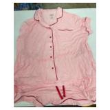 Women's Pink Notch Collar Pajama Set, XL