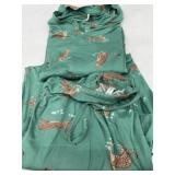 Women's XL Green Pajama Set with Leopard Print