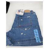 High-Rise Denim Shorts with Printed Floral Design
