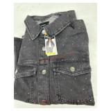 Women's Medium Black Denim Jacket with Studded Det