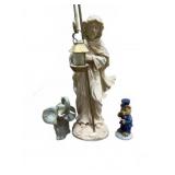 Resin Jesus Figurine With Lantern, Two Animal