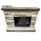 Electric Faux Stone Fireplace with Log Insert