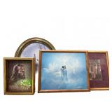 Framed Religious Art and Clock Lot (4 Pieces)