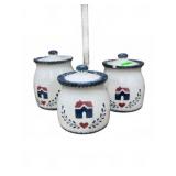 3 Ceramic Canister Jars With Lids