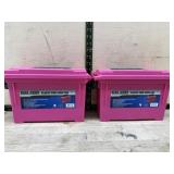 2 pink bear arms plastic ammo cans markings on