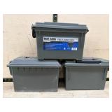 3 plastic ammo boxes markings on top