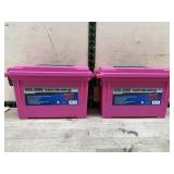 2 pink bear arms plastic ammo cans markings on