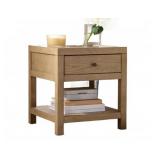 Farmhouse Style Oak Side Table with Drawer