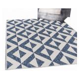 Jijoyan Outdoor Blue Polypropylene Rug 7'10' x 10
