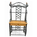 Black Metal Baker's Rack with Wood Accents, 74x36x