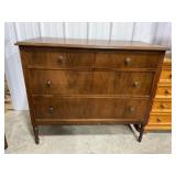 Wooden Three-Drawer Chest with Metal Pulls
