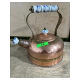 Copper Kettle with Brass Handle and Porcelain Acce