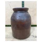 Brown Stoneware Crock Jar 8.5" Tall