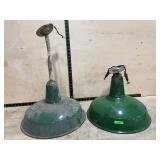 Green Industrial Metal Pendant Light Shades, 2pc