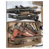 Hand Tools and Files Lot pipe wtenches