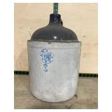 Three Gallon Stoneware Jug Blue Indian Head