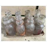 8 Assorted Glass Milk Bottles