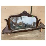 Ornate antique Wood Framed mirror with harp
