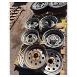 7 Vintage Steel Car Wheels Assorted