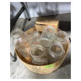 Glass Mason Jars and Box in Tub