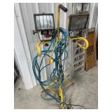Dual Work Lights on Adjustable Yellow Stand