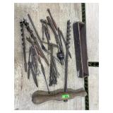 Auger Bit Set With Wooden Box and Hand Brace