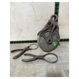 Vintage Wood Pulley and Metal Jar Lifters