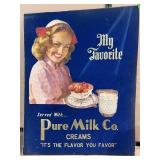Pure Milk Co. Creams Embossed Tin Sign