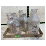 Branded Glass Milk Bottles, 7 Pieces