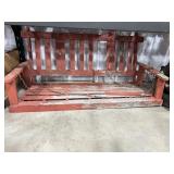 Red Wooden Porch Swing with Chains