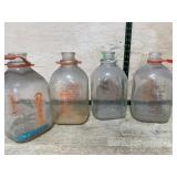 Four 1-Gallon Glass Milk Bottles Assorted Brands