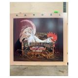 Rooster Art Print on 25x23 Cardboard Panel